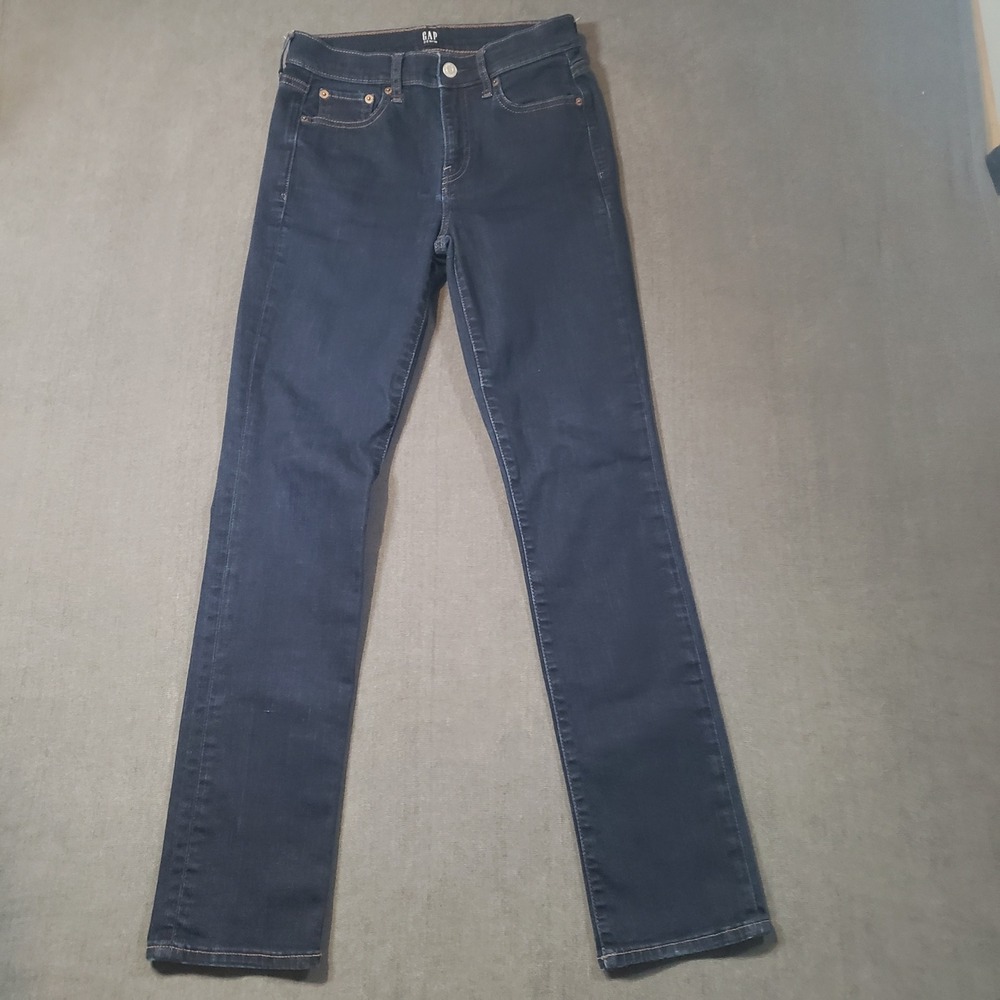 Gap Classic Straight Jeans Womens 26‎ Dark Blue Indigo Stretch Denim Regular